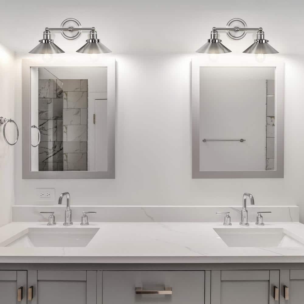 July 17.5 in. 2-Light Nickel Metal Vanity Light