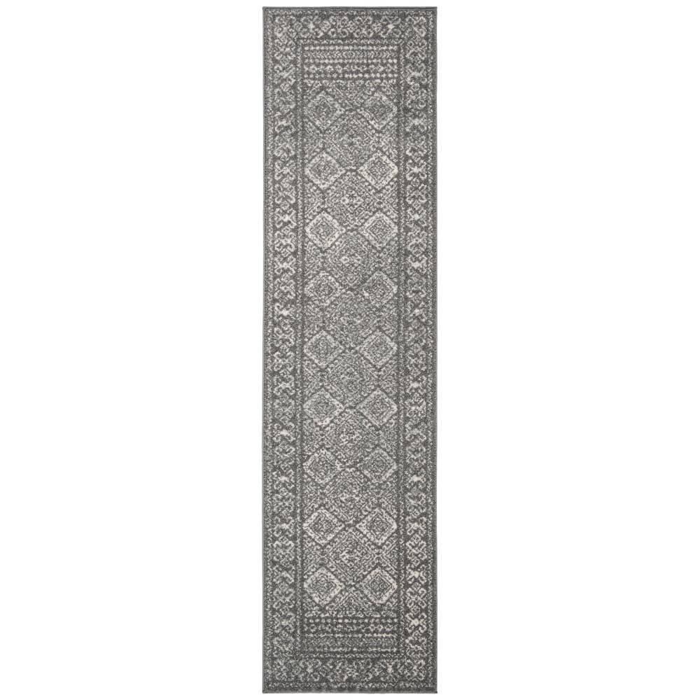 Tulum TUL264 Power Loomed Runner Rug - Dark Grey/Ivory - 2'x7' - Safavieh.