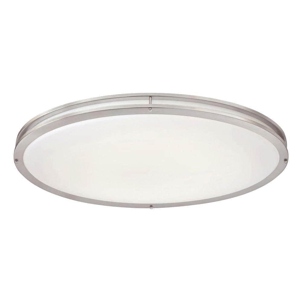 32-Inch Oval Brushed Nickel LED Flush Mount for Indoor/Outdoor