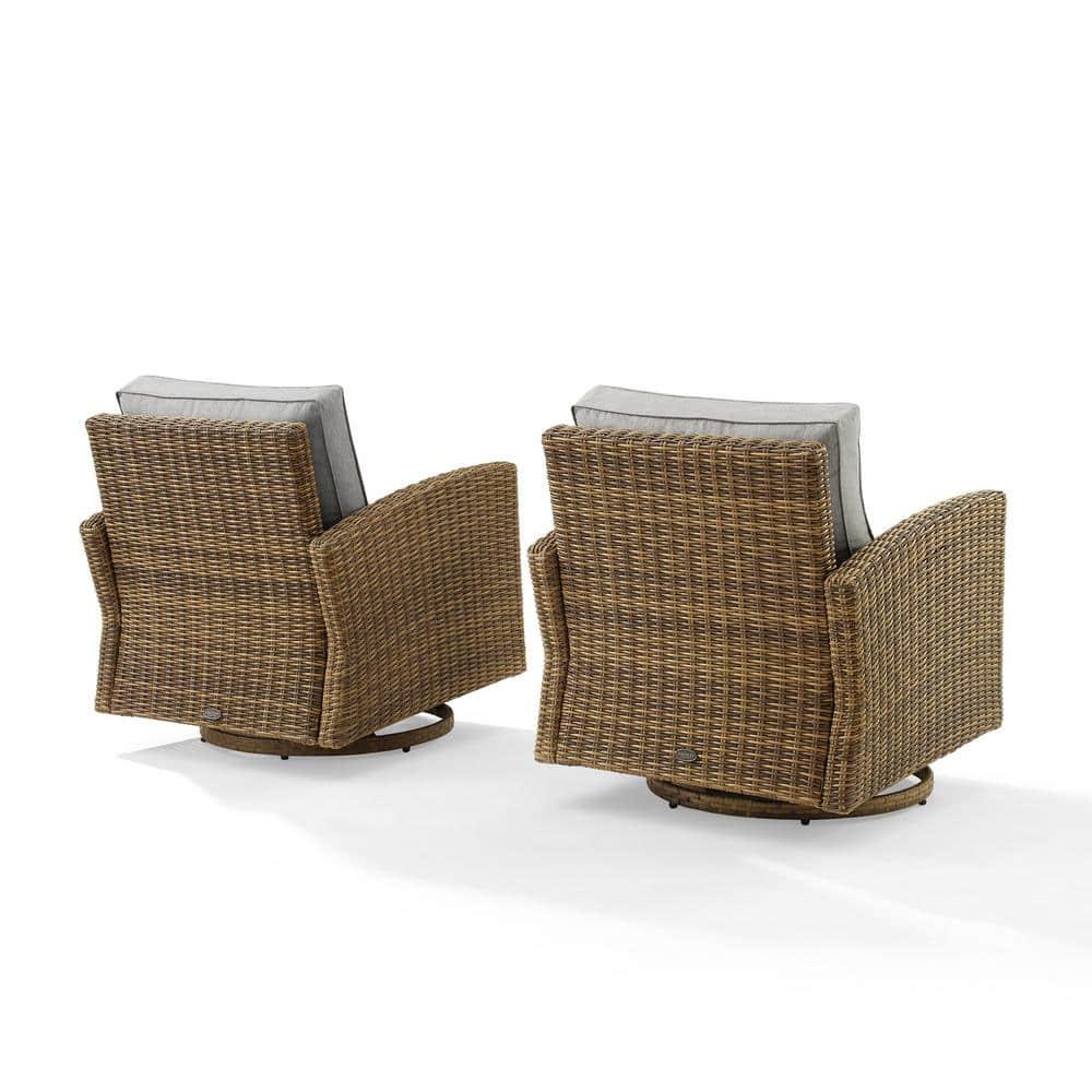 2pk Bradenton Steel Outdoor Swivel Rocking Chairs Gray/Weathered Brown - Crosley