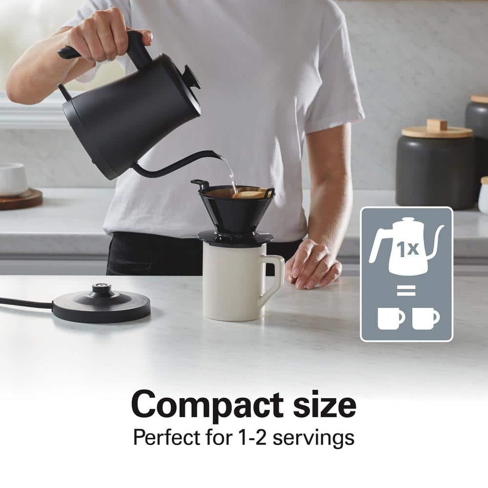 Hamilton Beach .6 Liter Gooseneck Kettle Black 41045: Electric Water Kettle, Stainless Steel, 1200W, Hand Wash
