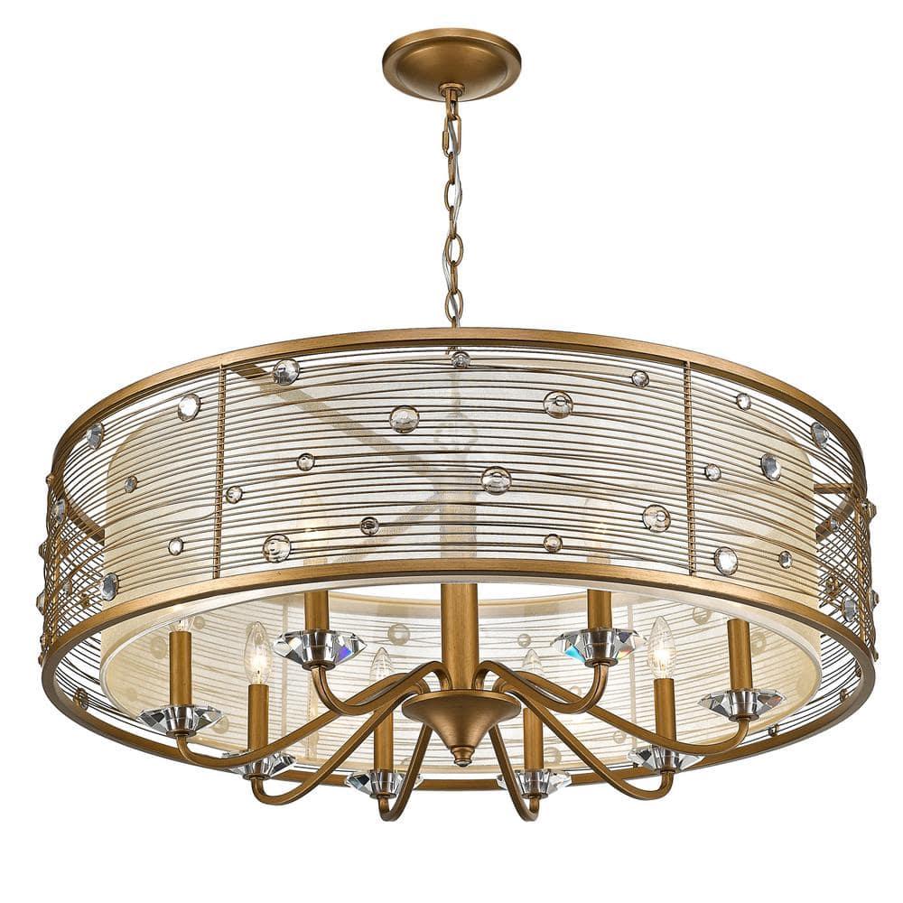 Golden Lighting Joia 8-Light Chandelier in Peruvian Gold with Sheer Filigree Mist