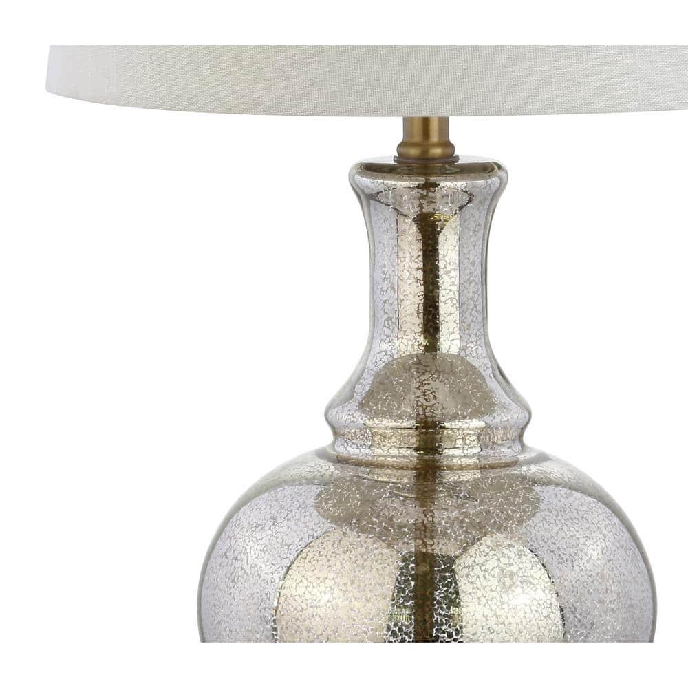JONATHAN Y Lavelle 25" Glass LED Table Lamp, Mercury Silver/Brass Gold (Set of 2)