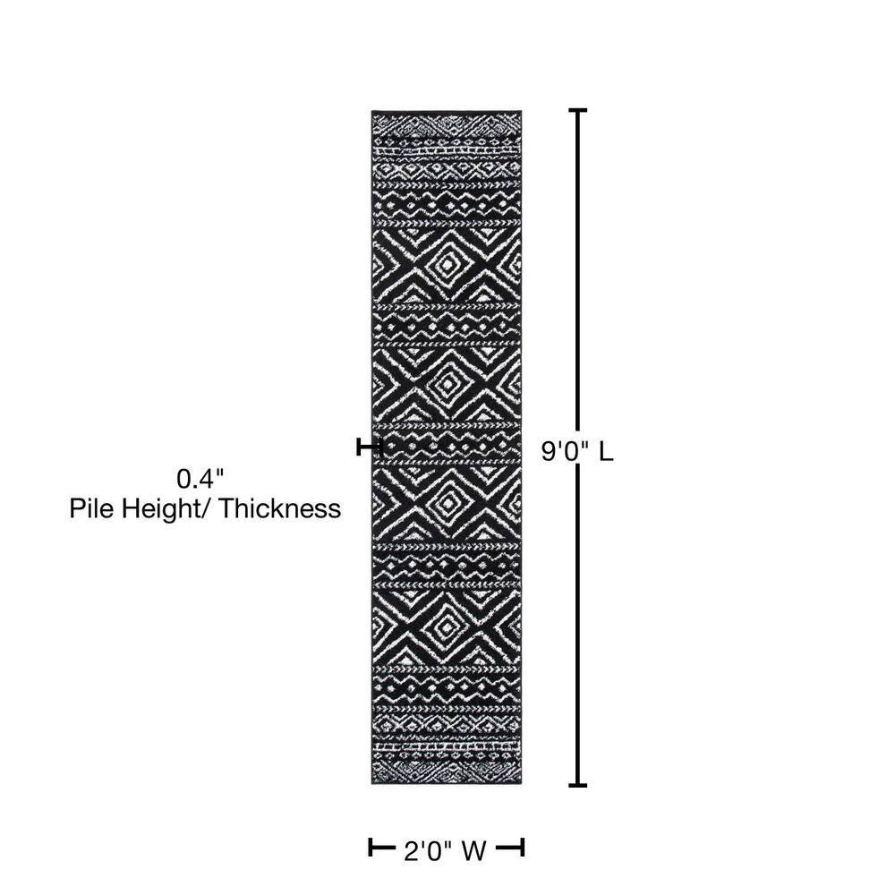 Tulum TUL267 Power Loomed Indoor Runner Rug - Black/Ivory - 2'x9' - Safavieh