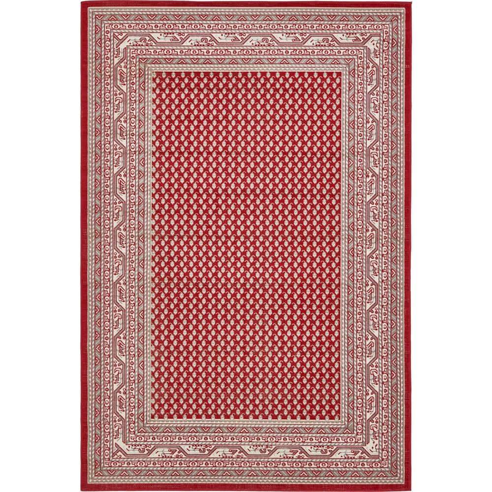 Unique Loom Williamsburg Collection Area Rug - Allover (6' 1" x 9' Rectangle Red/Ivory)