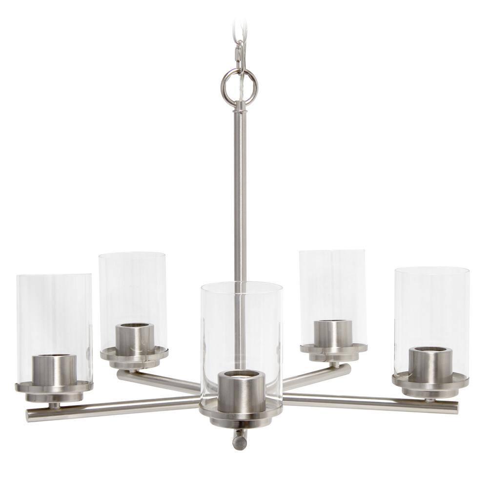 20.5" Traditional 5-Light Metal And Clear Glass Kitchen Island Foyer Hallway Dining Room Hanging Pendant Chandelier,