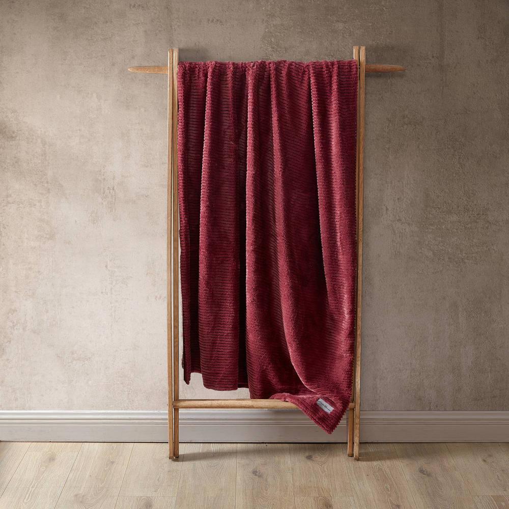 Eddie Bauer Eddie Bauer Ribbed Textured Stripe Solid Plush Throw Blanket