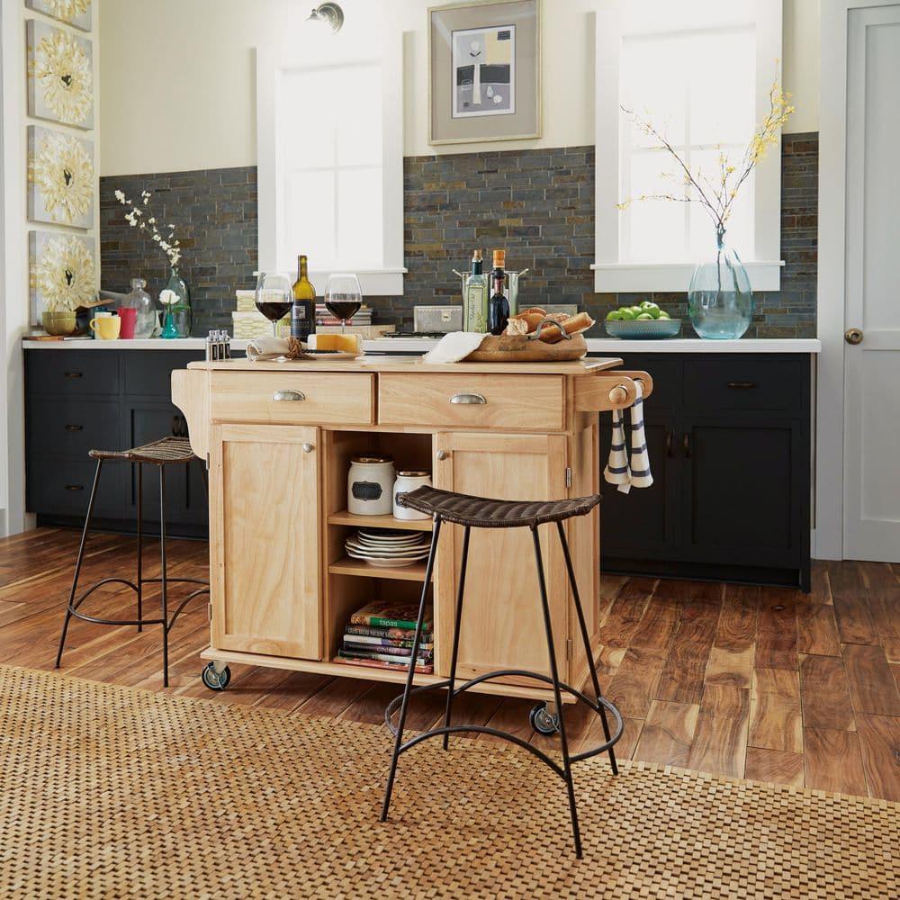 Homestyles General Line Wood Rolling Kitchen Cart in Brown