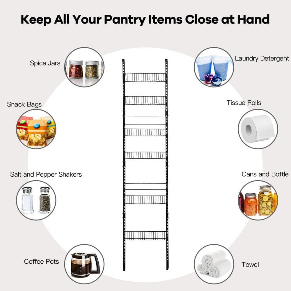 Resenkos Over the Door Pantry Organizer Rack with Adjustable Door Hook and 6 Basket,
