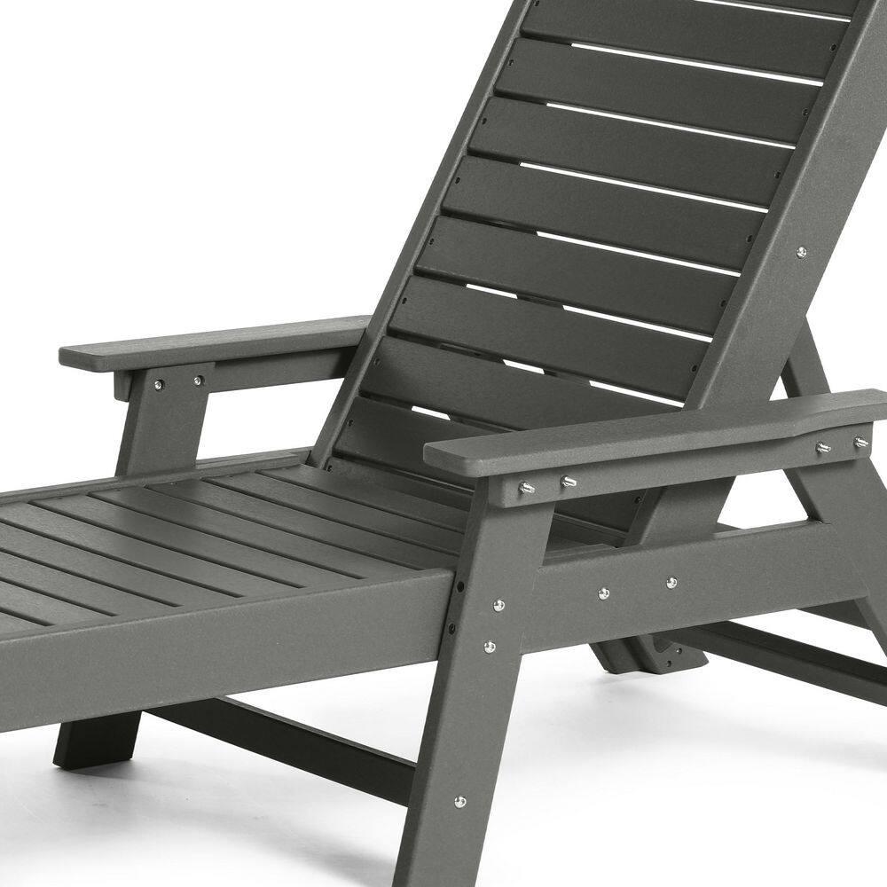Polytrends  Laguna Hdpe All Weather Outdoor Patio Pool Reclining Chaise Lounge Gray
