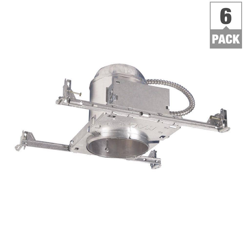 6-Pack Aluminum 6" IC Rated Recessed Housing for LED and Incandescent
