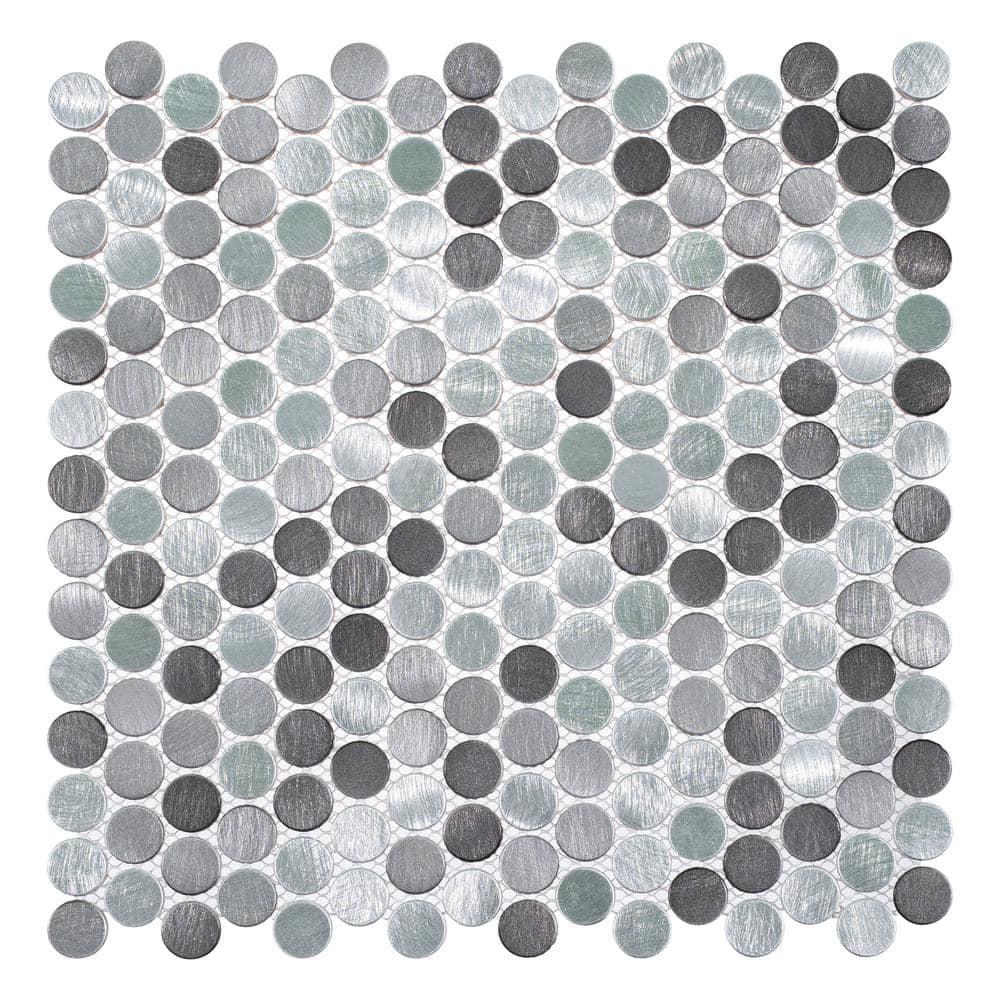 Orb 3/4" Metal Penny Round Mosaic Tile Shower Wall, Kitchen Backsplash and Wall Tile