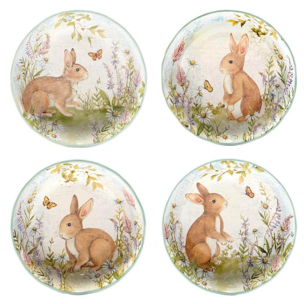 Certified International Easter Meadow Set of 4 Soup Bowls – 22oz Ceramic Bowls with Bunny, Flower & Butterfly Design – Ideal for Soup, Pasta & Salad – Durable, Microwave & Dishwasher Safe for Spring Dining (Set of 4)