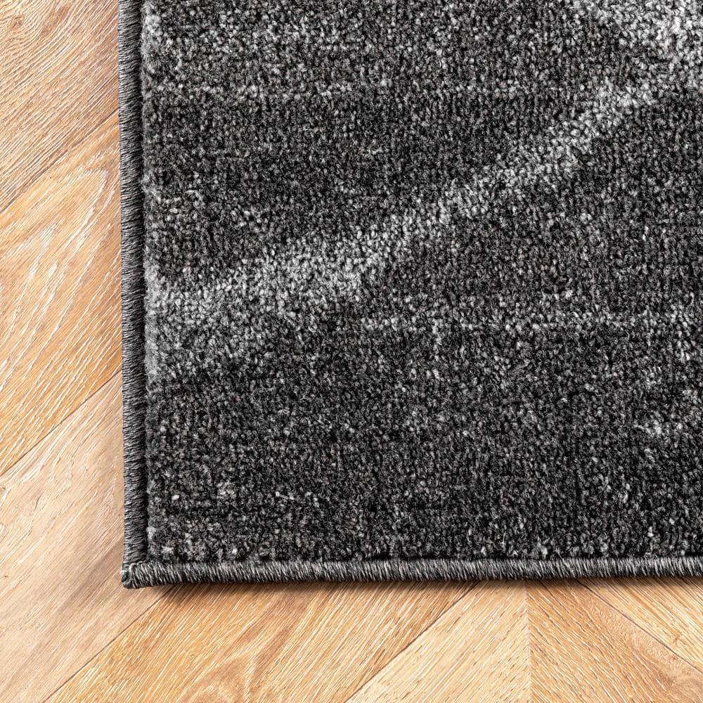 Nuloom 4 Square Thigpen Contemporary Indoor Area Rug, Charcoal, Abstract Lines, Non-Slip Backing, Stain Resistant, Bedroom Living Room, Kitchen