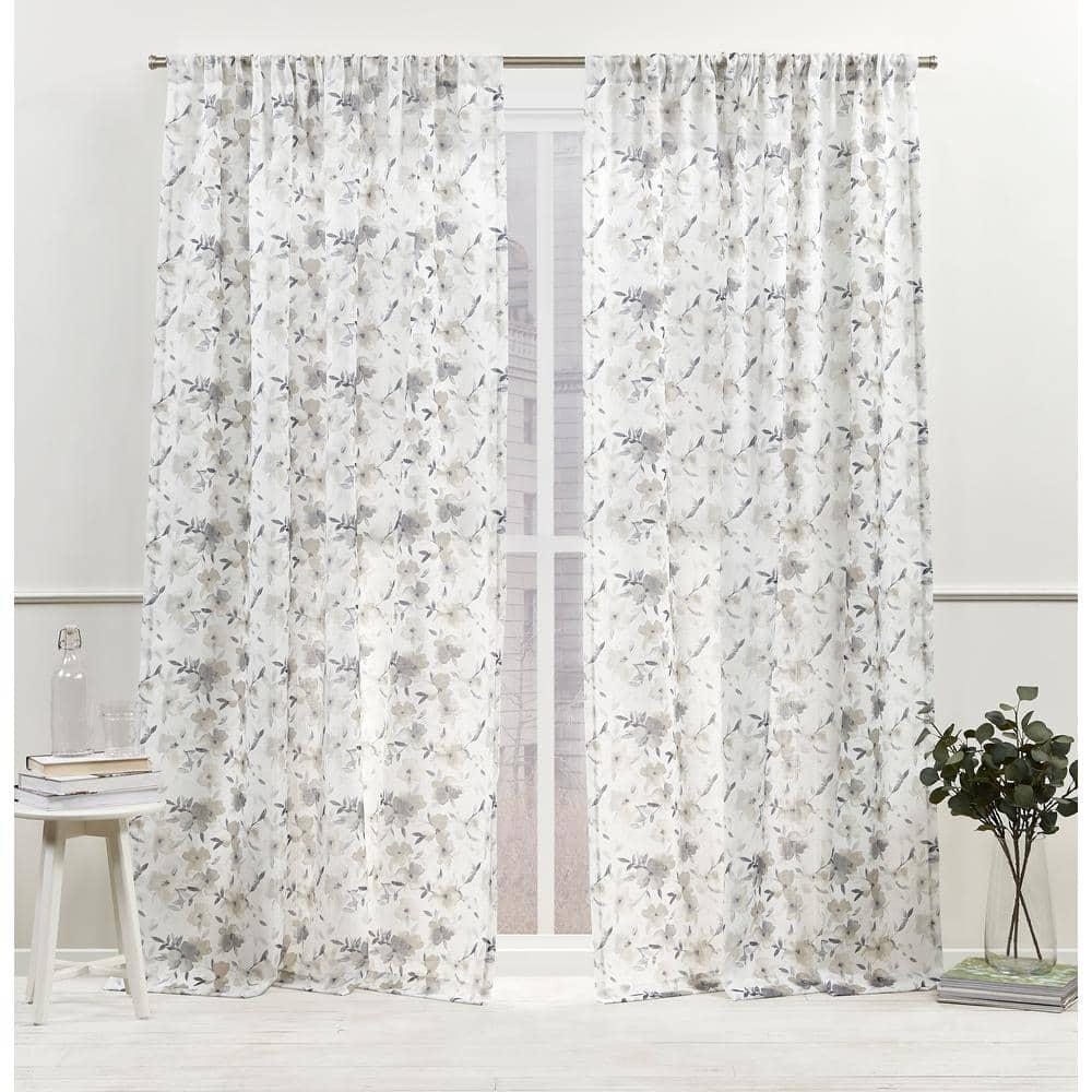 Nicole Miller Nicole Miller New York Hattie Light Filtering, Semi Sheer Rod Pocket Curtain Panels (Set of 2)