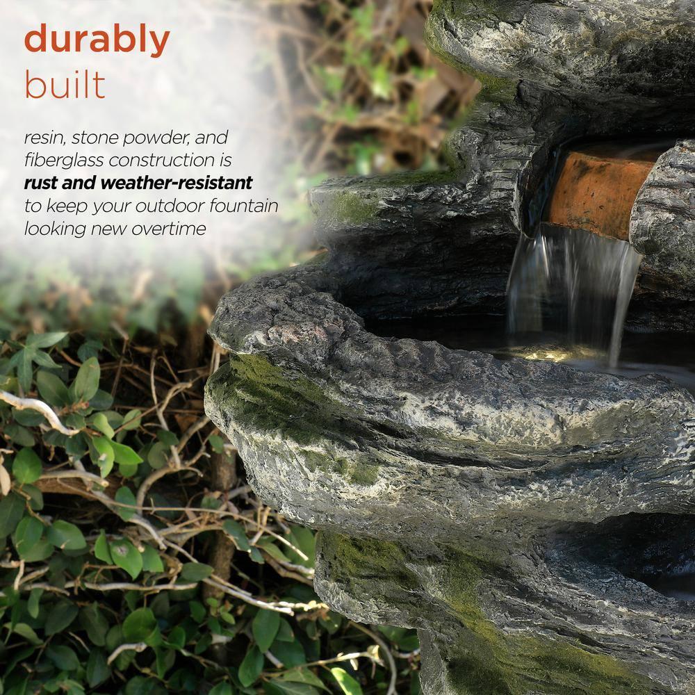 Alpine Corporation 8-Tier Rainforest Rock Water Fountain with LED Lights