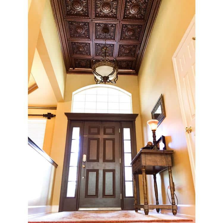 FromPlainToBeautifulInHours Da Vinci 24'' L x 24'' W PVC Drop-In Ceiling Tile In Antique Copper (Set of 50)