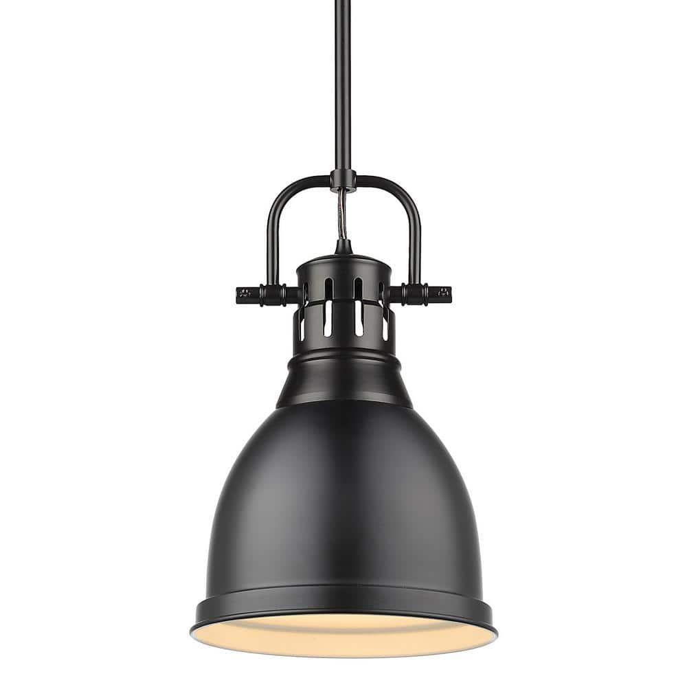 Golden Lighting Duncan 1-Light Small Pendant in Matte Black