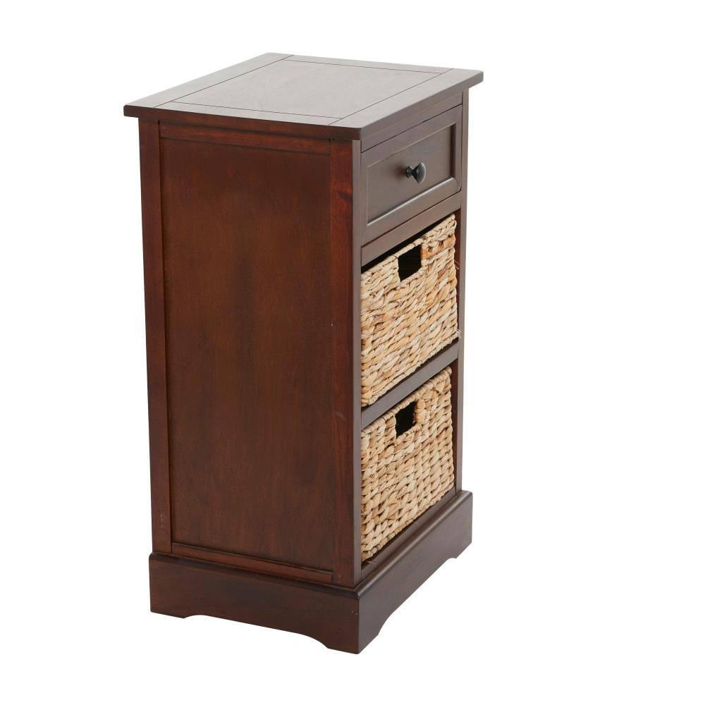 Wooden Side Chest with Wicker Drawers Brown - Olivia & May