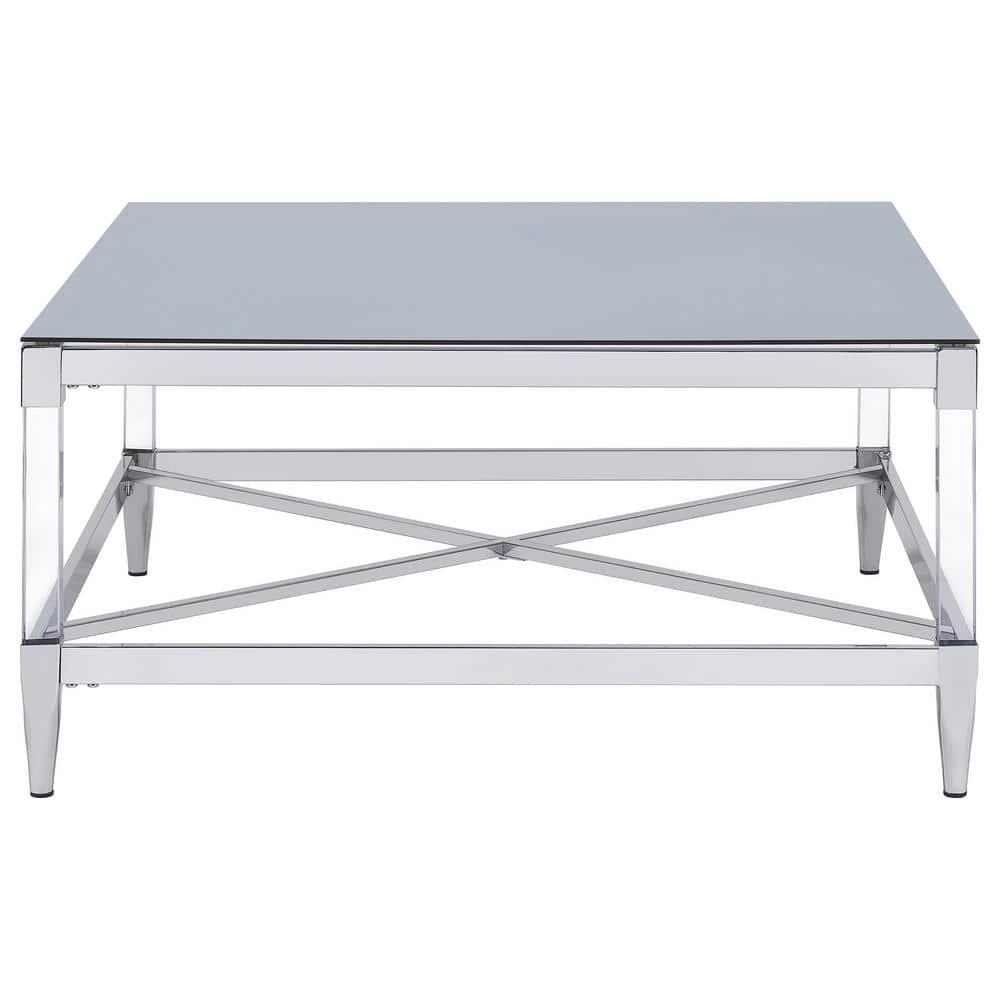 Coaster Lindley Square Metal Coffee Table Tempered Mirror Top Chrome
