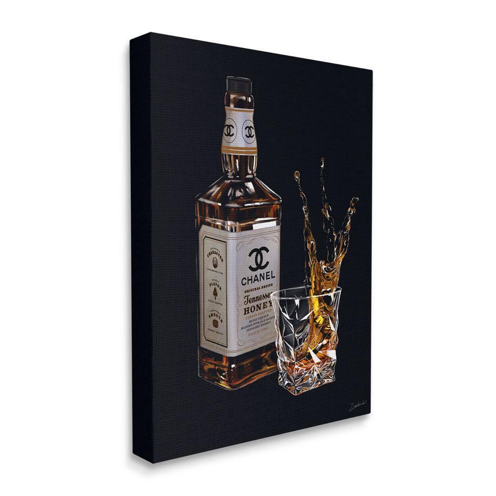 Stupell Industries Splashing Liqueur Glam Whiskey Bottle Graphic Art Gallery Wrapped Canvas Print Wall Art, Design by Ziwei Li
