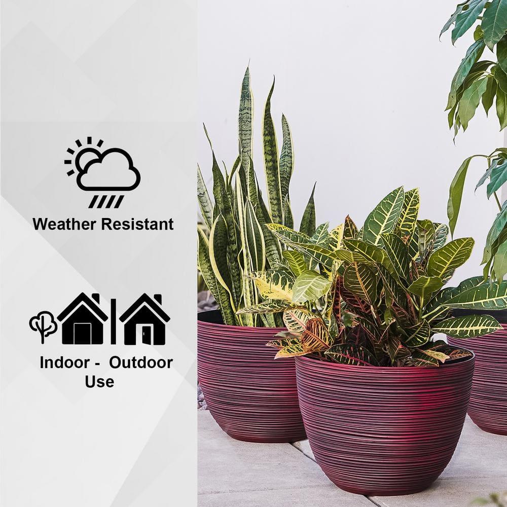 Xbrand Modern Nested Round Textured Pot Planter, Set of 3, 12 Inch Tall, White