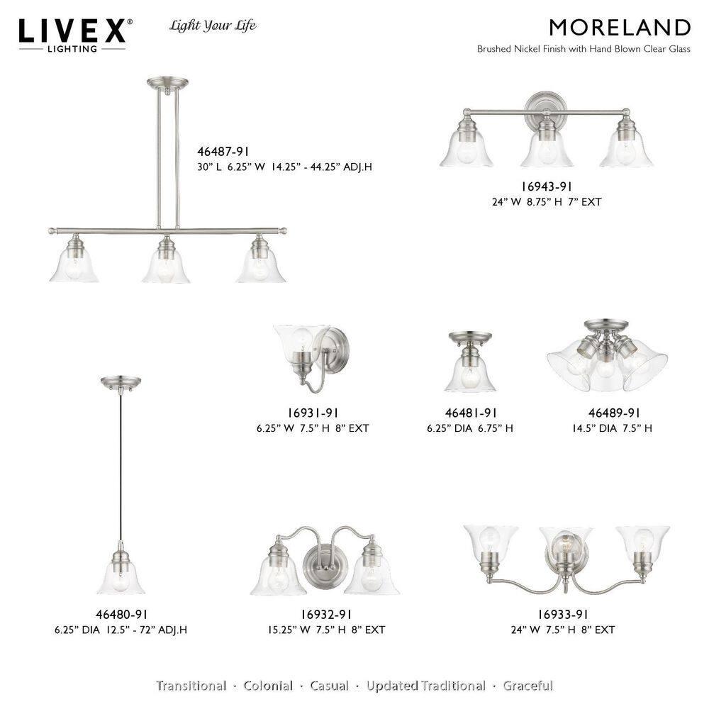 Livex Lighting Moreland 1 - Light Pendant in Brushed Nickel