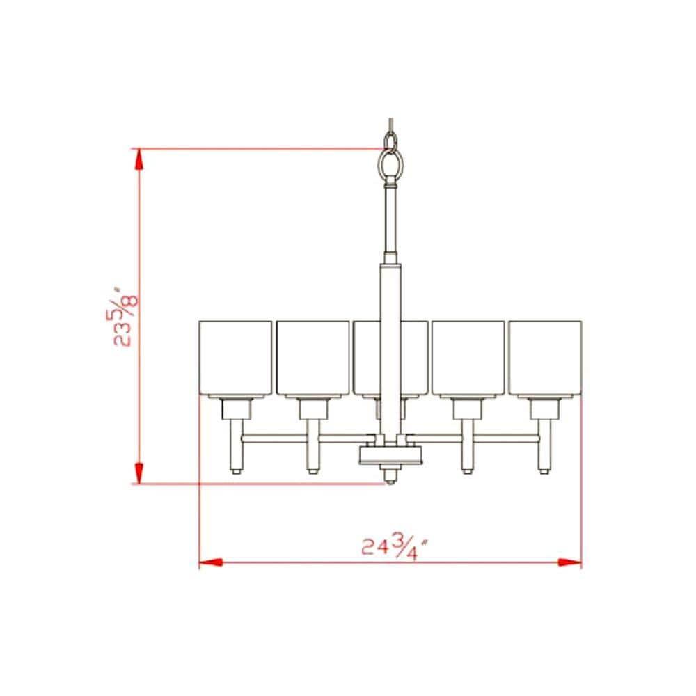 Design House 556639 Aubrey Transitional 5-Light Indoor Chandelier Dimmable Frosted Glass for Entryway Dining Room Foyer, Satin Nickel
