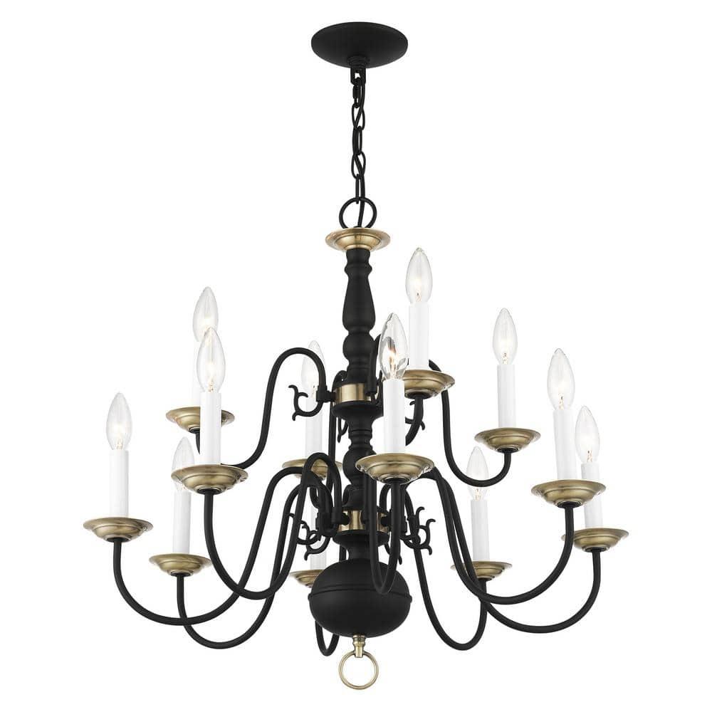 Livex Lighting Williamsburgh 12 - Light Chandelier in  Black