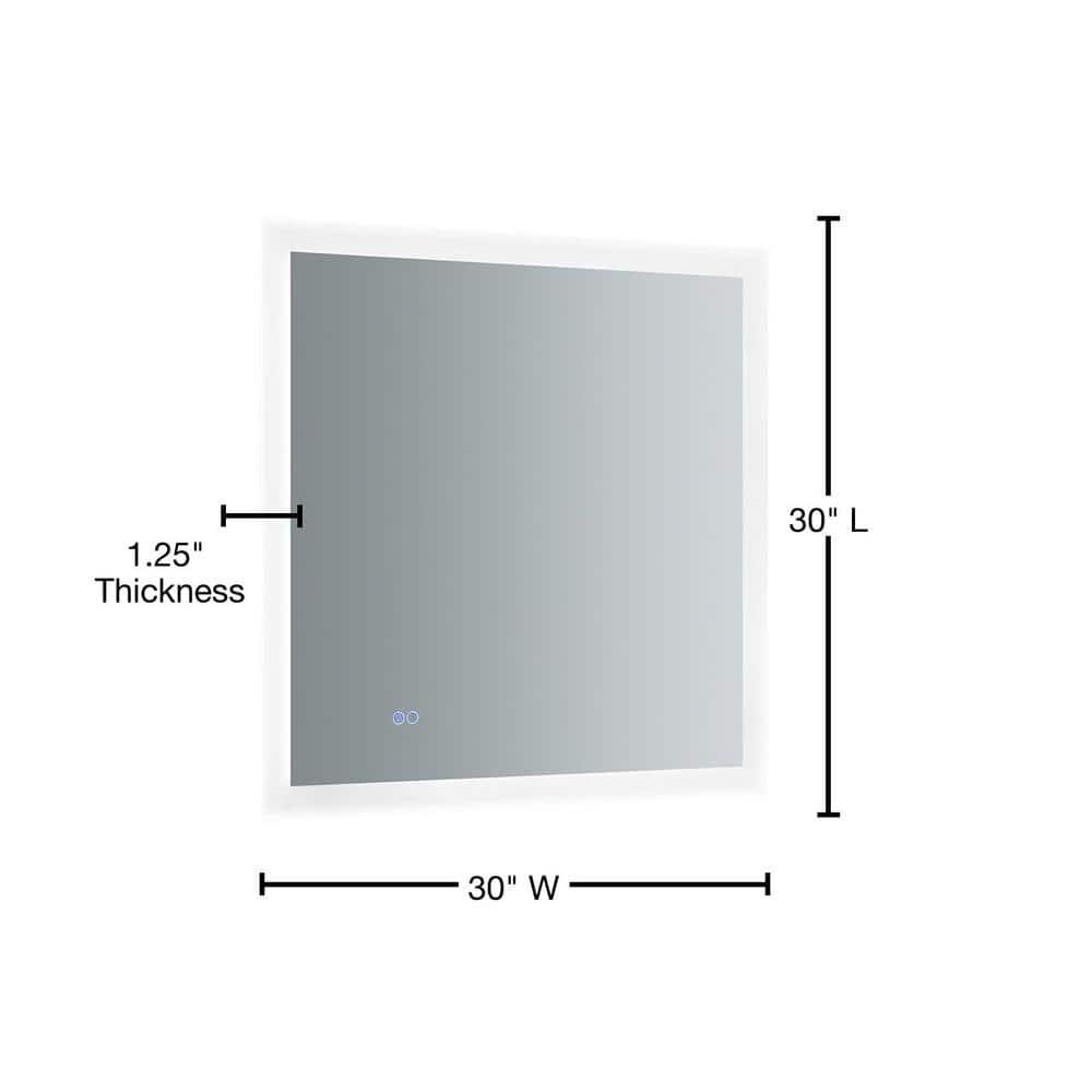 Fresca Angelo 30" Wide x 30" Tall Bathroom Mirror with Halo Style LED Lighting and Defogger