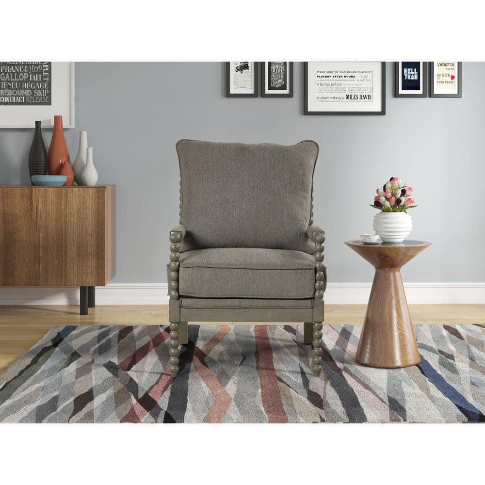 Hutch Taupe Fabric Arm Chair in Antique Gray