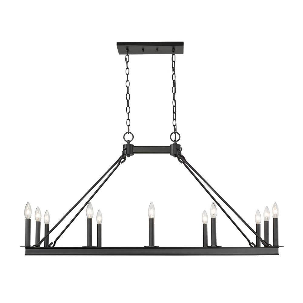 Z-Lite Barclay 12 Light Transitional Steel Island Pendant in Matte Black