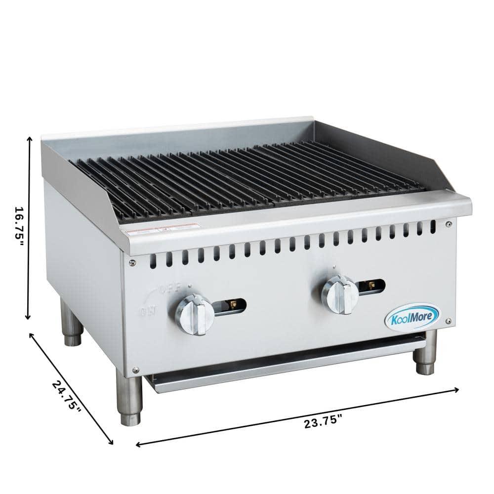 24 in. Commercial 2-Burner Natural Gas Charbroiler with 60,000 BTU in Stainless-Steel (KM-GCB2-24M)