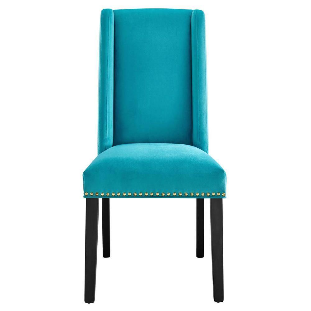 Modway Baron 19.5" Modern Velvet Dining Chairs in Blue/Black (Set of 2)