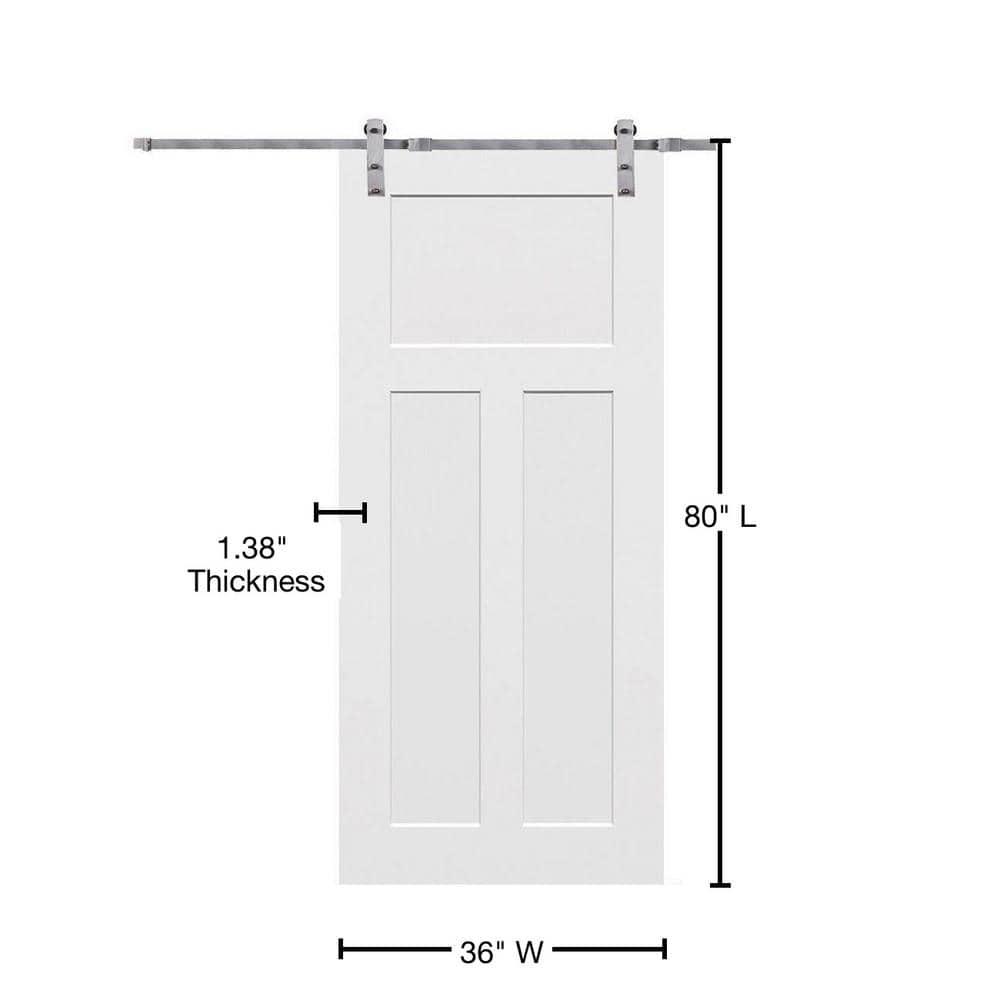 MMI DOOR Door Hinge 80'' Solid + Manufactured Wood Paneled with Installation Hardware Kit Barn Door