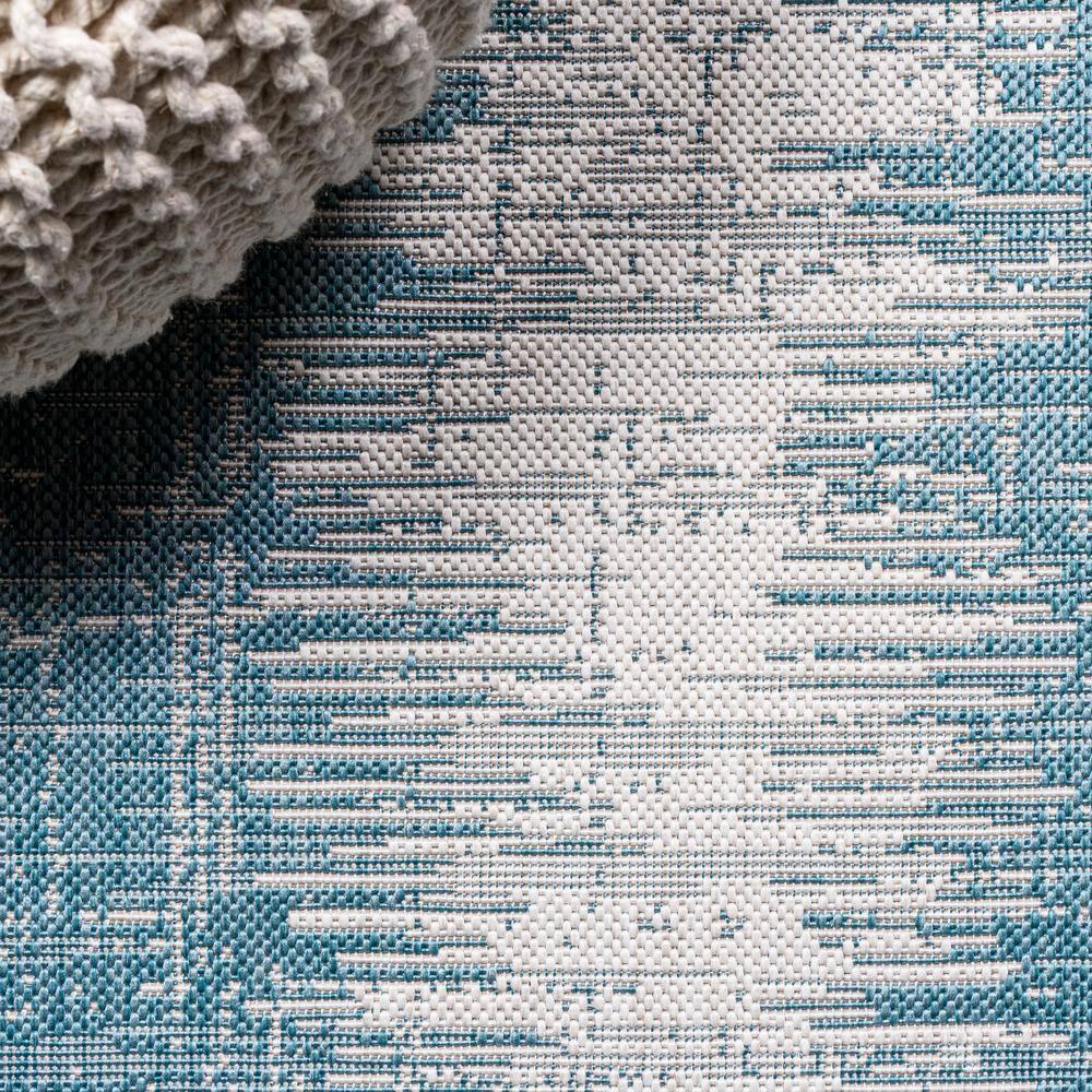 2'x10' Scandi Minimalist Border Indoor/Outdoor Runner Rug, Aqua - JONATHAN Y