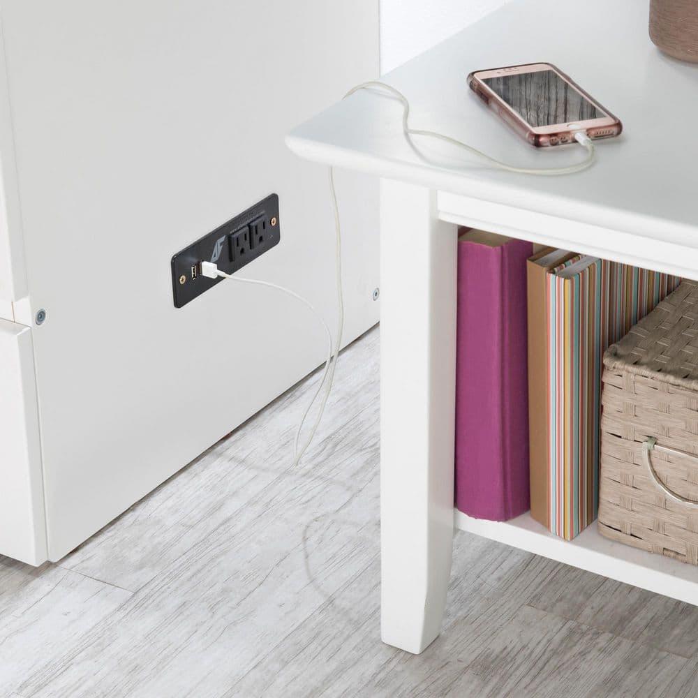 Queen Deerfield Murphy Bed Chest with Charging Station White - AFI: Space-Saving, Fold-Out Mattress, Elegant Design