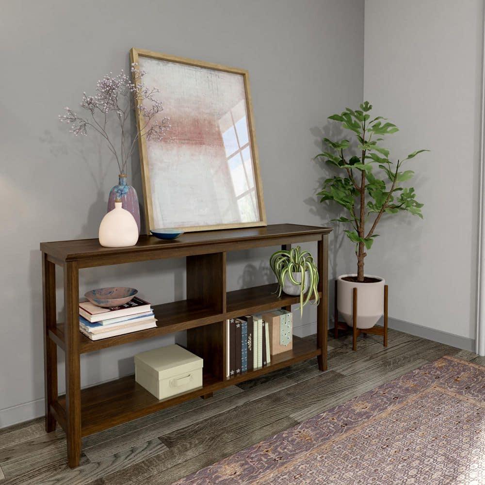 HomeRoots Brown Solid Wood Double Bookcase