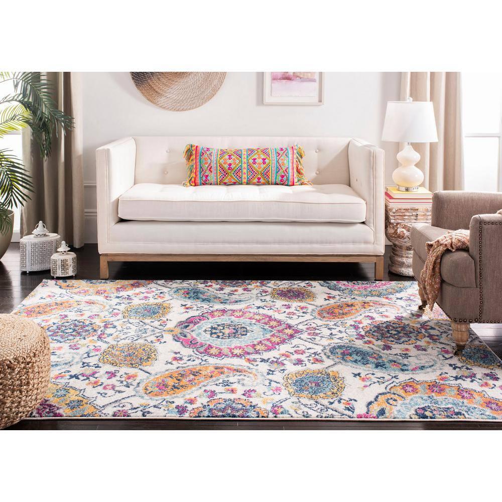 Madison MAD600 Power Loomed Indoor Area Rug - Cream/Multi - 4'x6' - Safavieh