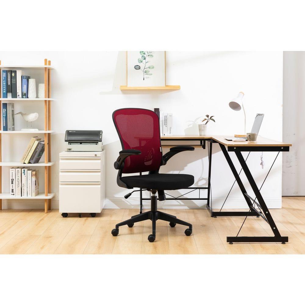 LeisureMod Newton Modern Mesh Office Swivel Chair In Red