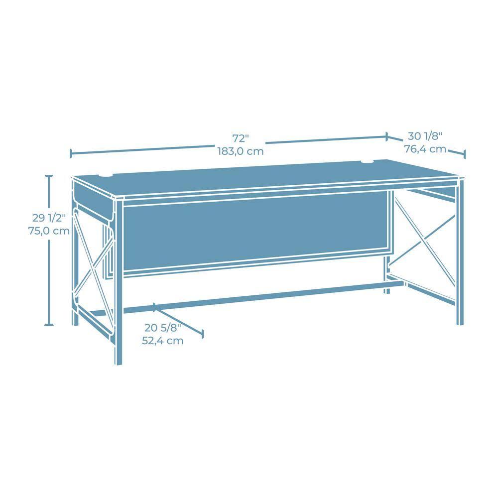 Sauder Foundry Road Engineered Wood/Metal 72x30 Table Desk in Carbon Oak
