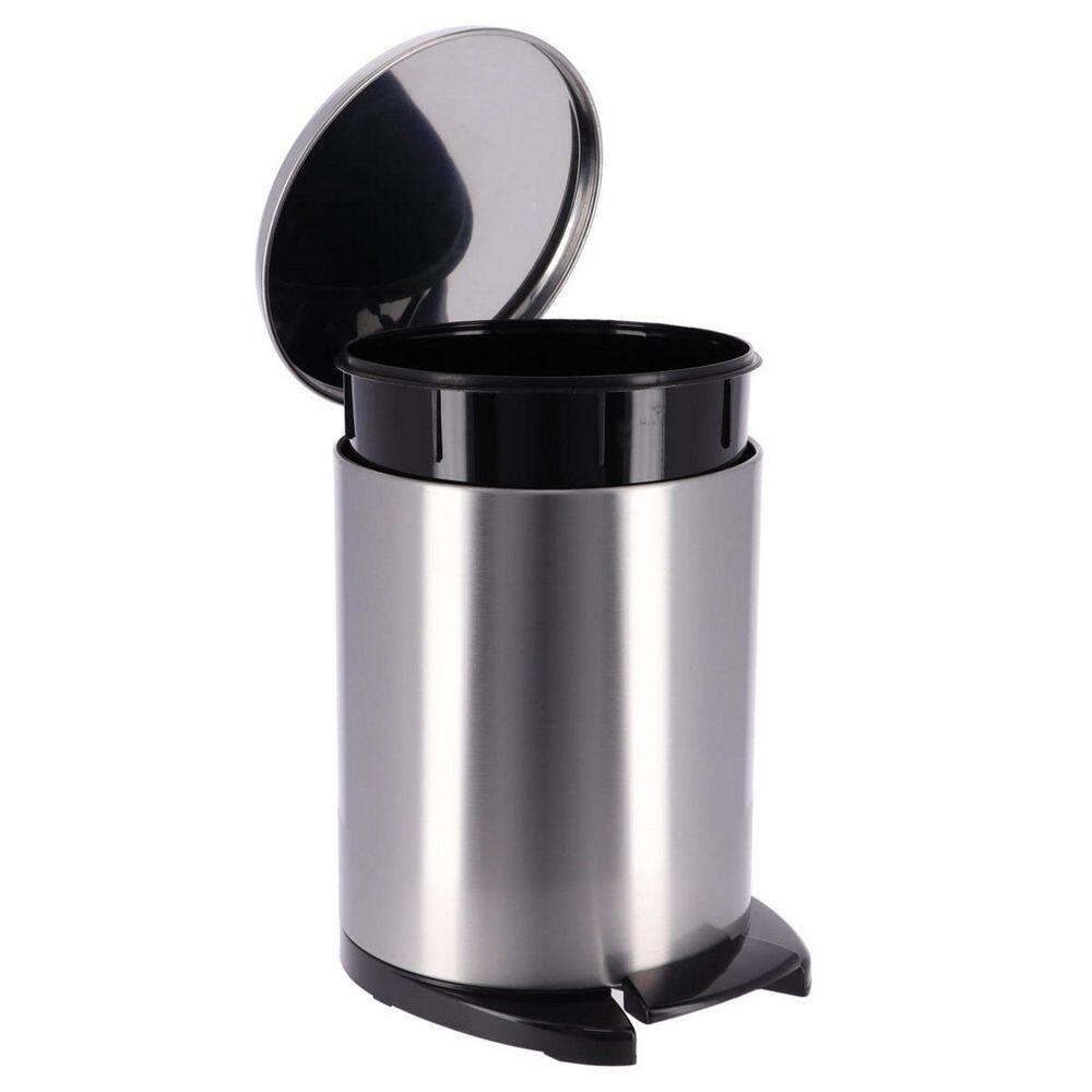 Evideco Soft Close Lid Round Metal Step on Trash Can Waste Basket  6-liters-1.6-gal.