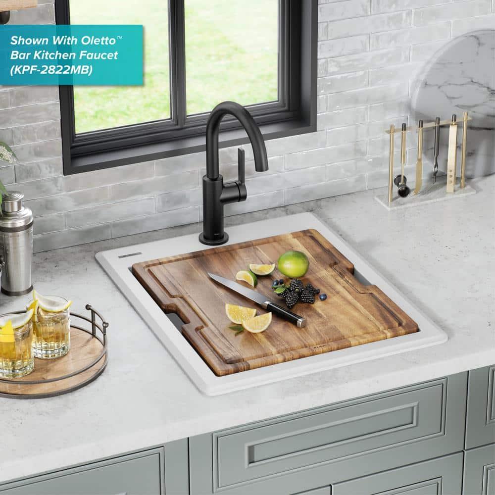 KRAUS Bellucci 28” Granite Workstation Drop In Top Mount Single Bowl Kitchen Sink with Accessories