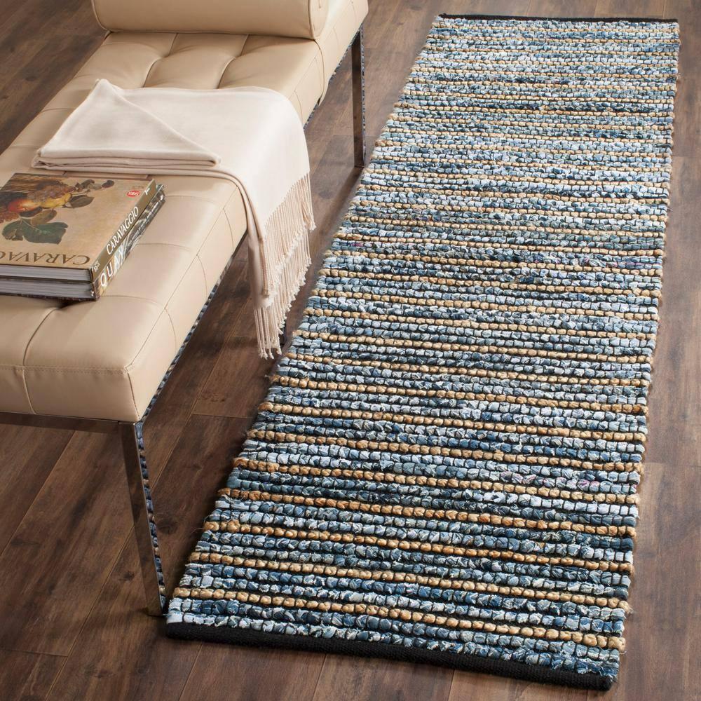 Cape Cod CAP363 Hand Woven Runner Rug - Blue/Natural - 2'3"x8' - Safavieh.