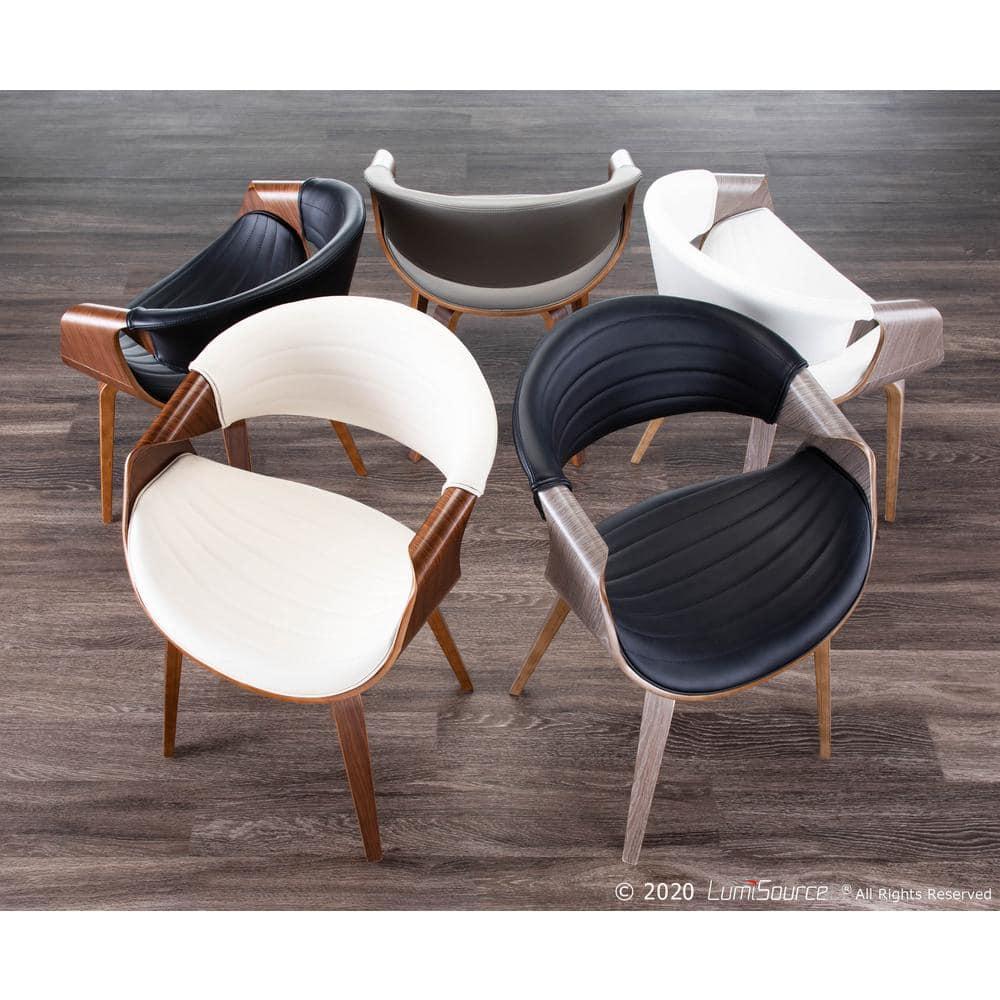 LumiSource Symphony Mid Century Modern Dining/Accent Chair Black: Upholstered, Wood Frame, Faux Leather