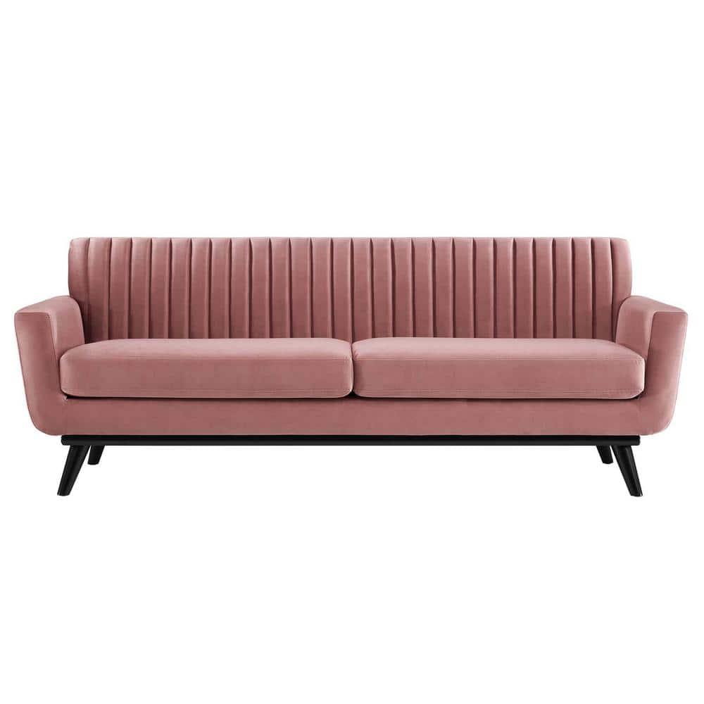 Engage Channel Tufted Performance Velvet Sofa Dusty Rose - Modway: Upholstered, Wood Frame, Foam Fill