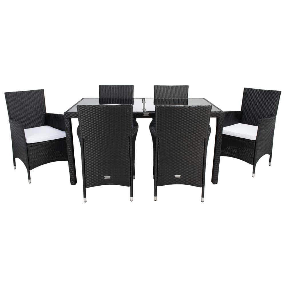 Jolin 7 Pc Dining Set - Outdoor - PAT7706 - Black/White - Safavieh