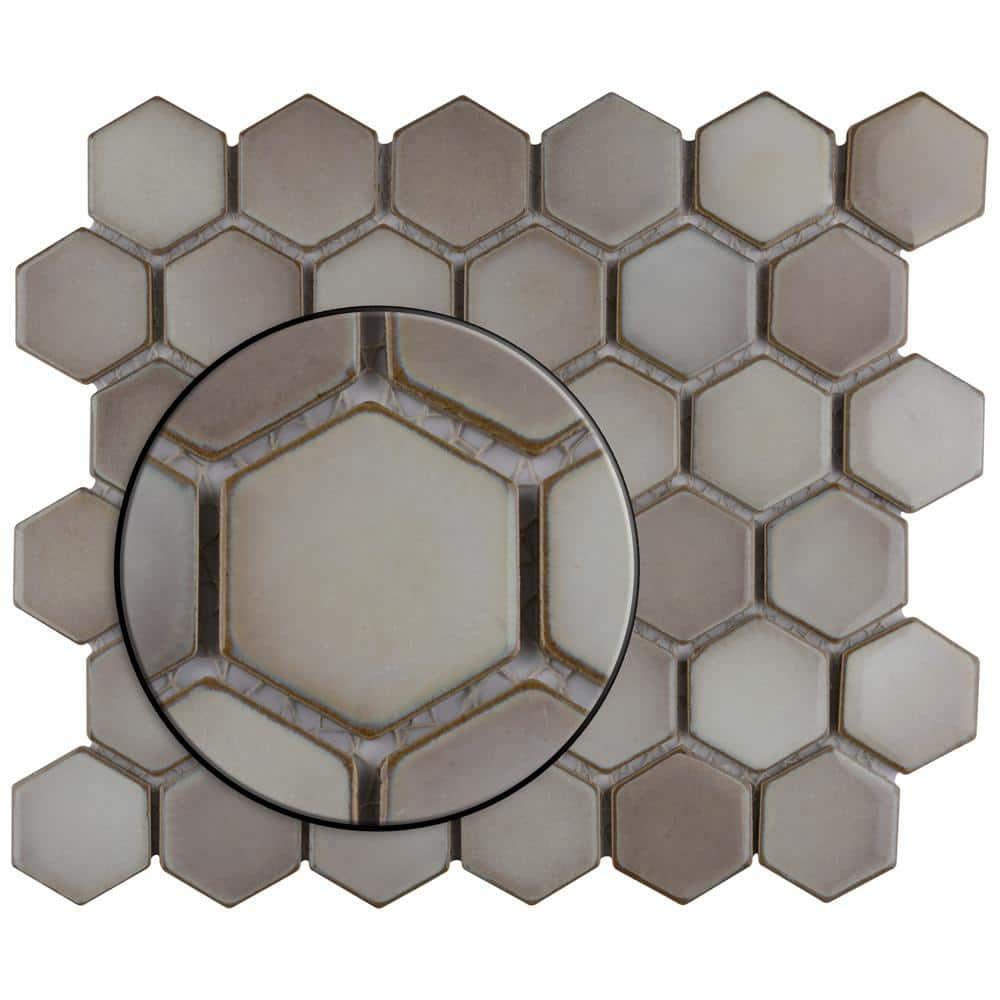 Merola Tile Hudson Due 2" Hex 10-7/8 " x 12-5/8 " Porcelain Mosaic Floor and Wall Tile