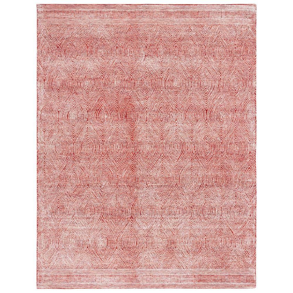 Abstract ABT340 Handmade Indoor Area Rug - Ivory/Red - 8'x10' - Safavieh