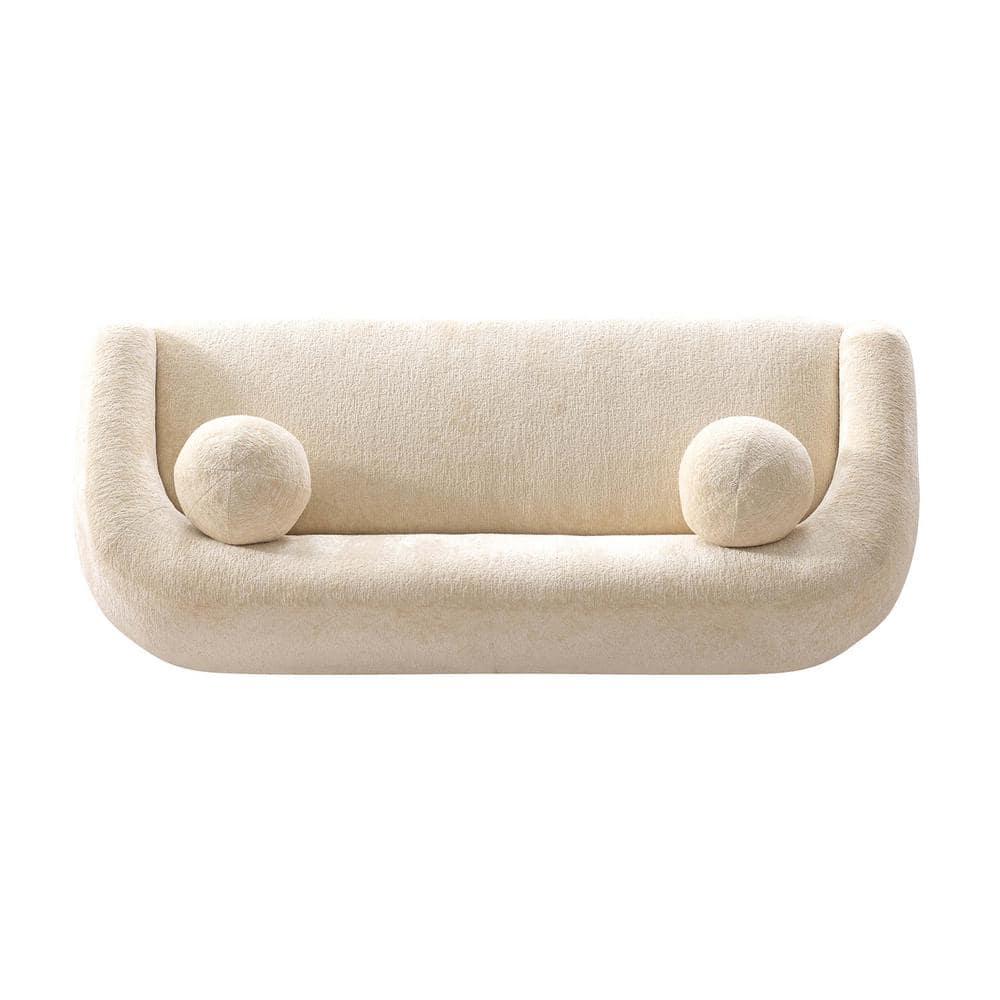 Manhattan Comfort 85.8" Tribeca Modern Chenille Upholstered Sofa Cream
